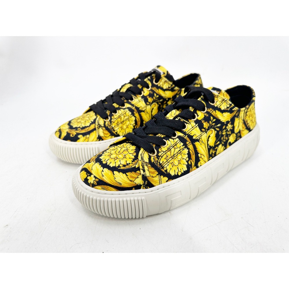 Versace Greca Barocco Sneakers Mens 41 Yellow Black Medusa Low Top